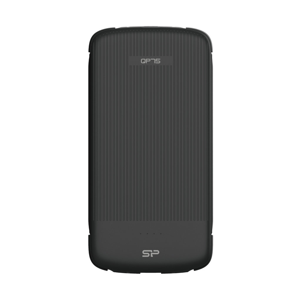 Silicon Power Powerbank QP75 10000mAh QC3.0+PD 2x USB-C, 1x USB-A, 1x Micro-USB, wybudowane kable, czarny