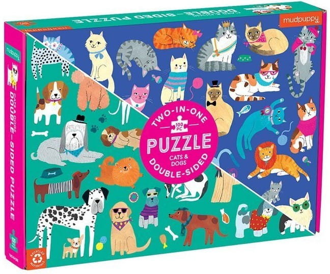 Mudpuppy Puzzle Dwustronne Koty i Psy 100 Elementów 6+