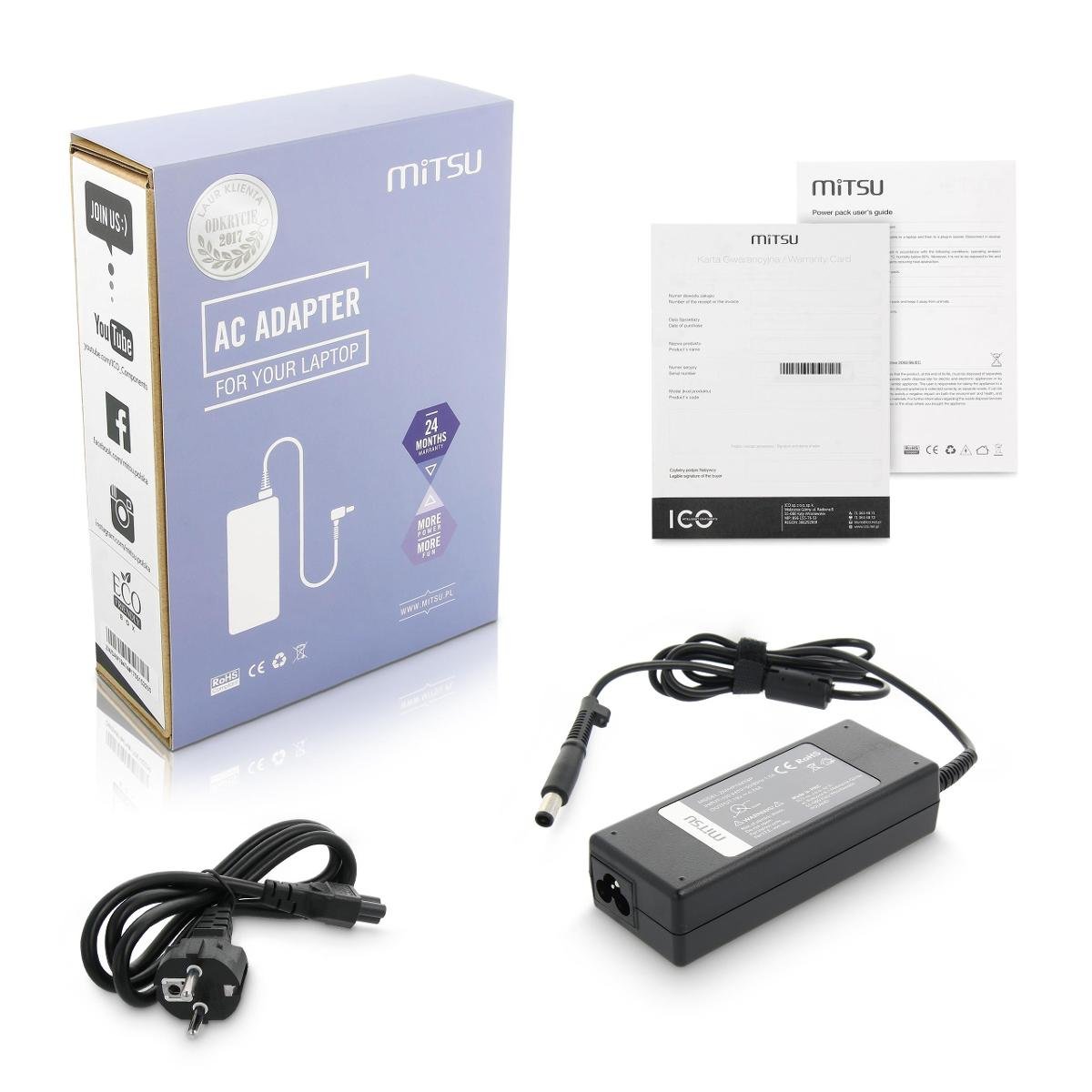 Mitsu ładowarka / zasilacz 19v 4.74a (7.4x5.0 pin) - hp, compaq ZM/HP19474P