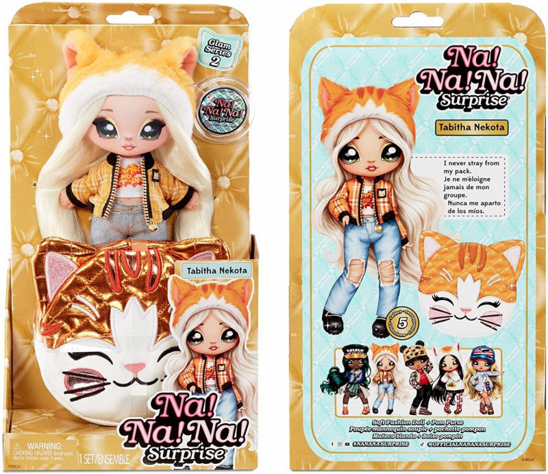 Na! Na! Na! Surprise 2-in-1 Fashion Doll and Purse Glam Series 2 - Tabitha Nekota (Tabby Cat)