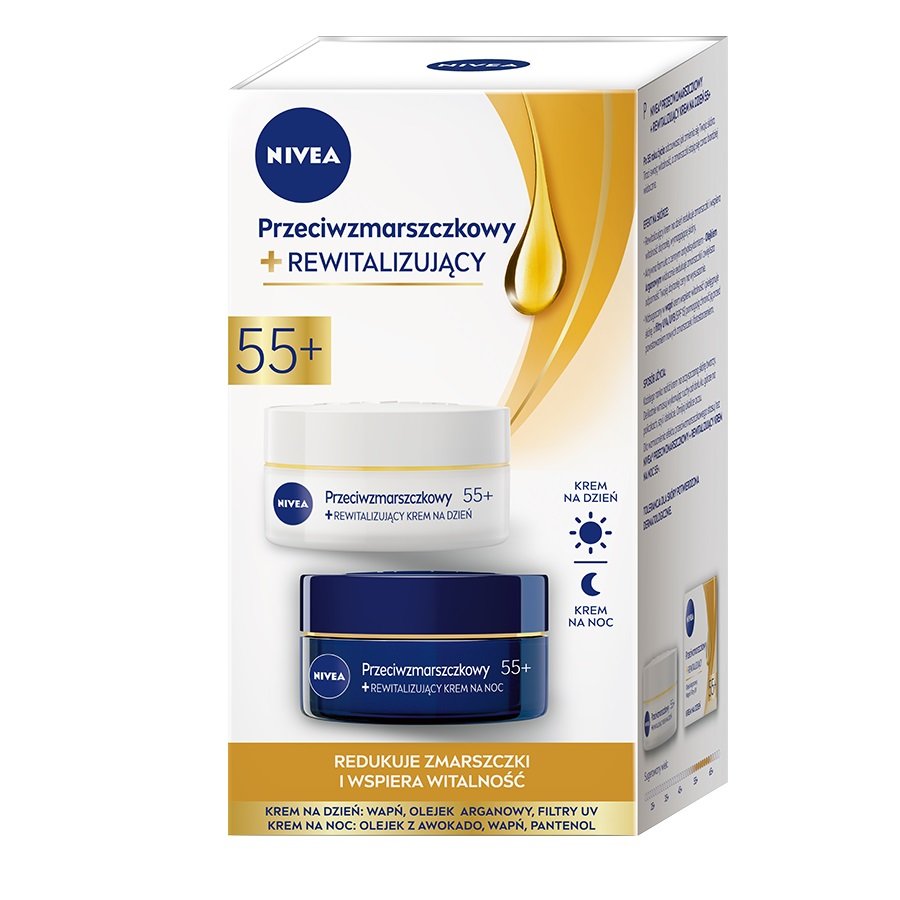 Nivea DUO, Seria Przeciwzmarszczkowa 55+, Zestaw kosmetyków do pielęgnacji, 2 szt.