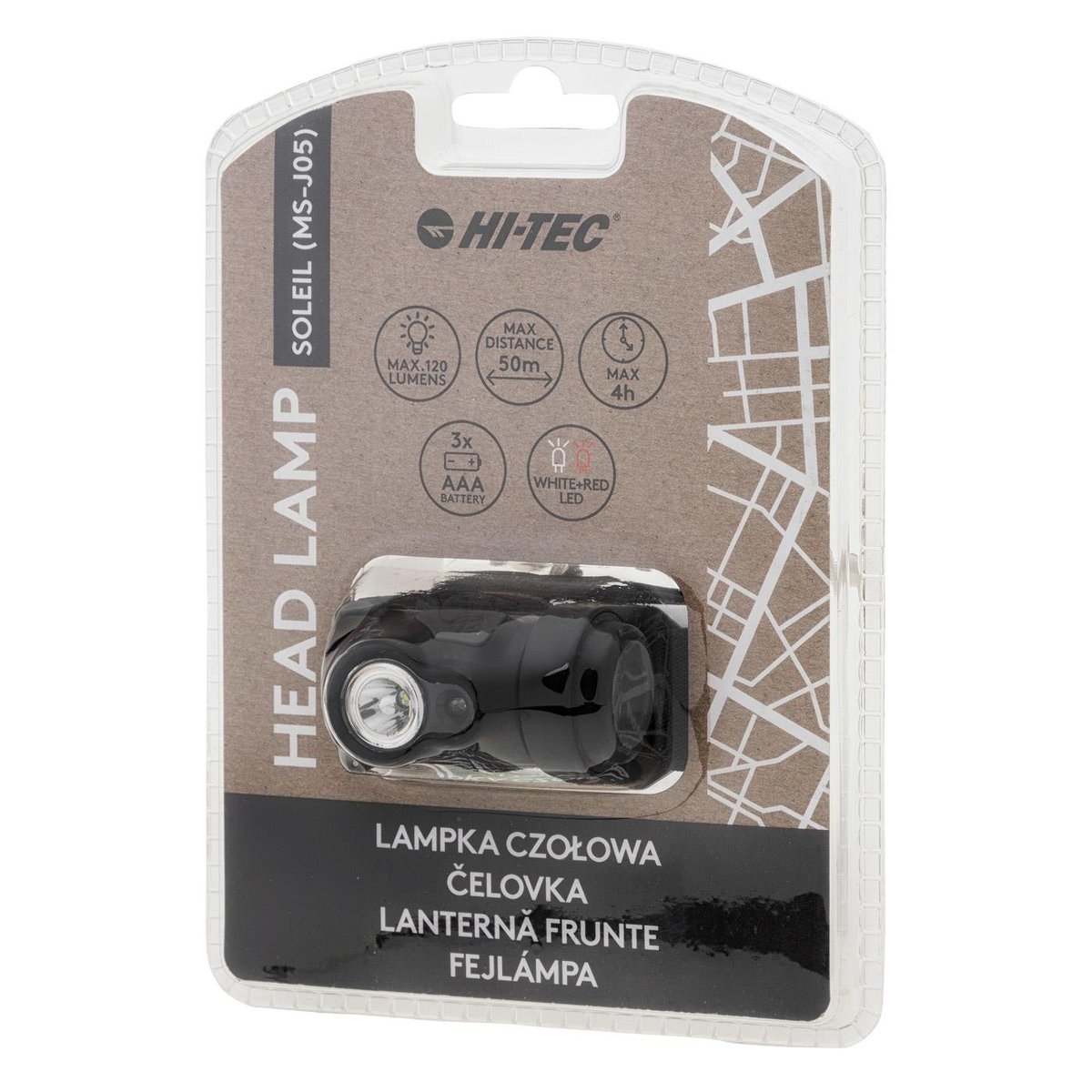 Hi-Tec, Lampka czołówka, Czarny/Ciemnoszary, M000166055