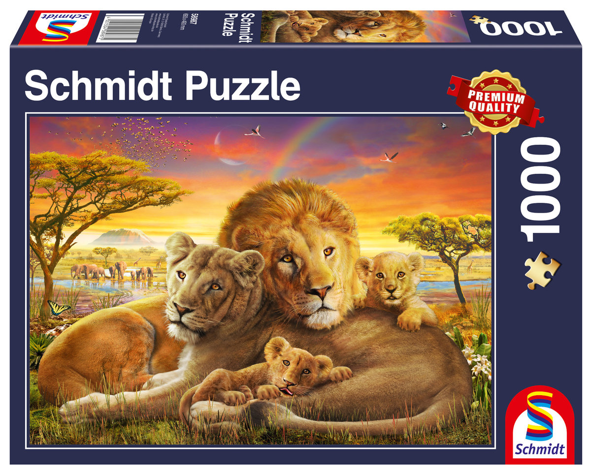 Schmidt Spiele Spiele 58987 Przytulna rodzina lwów, puzzle 1000 elementów 58987