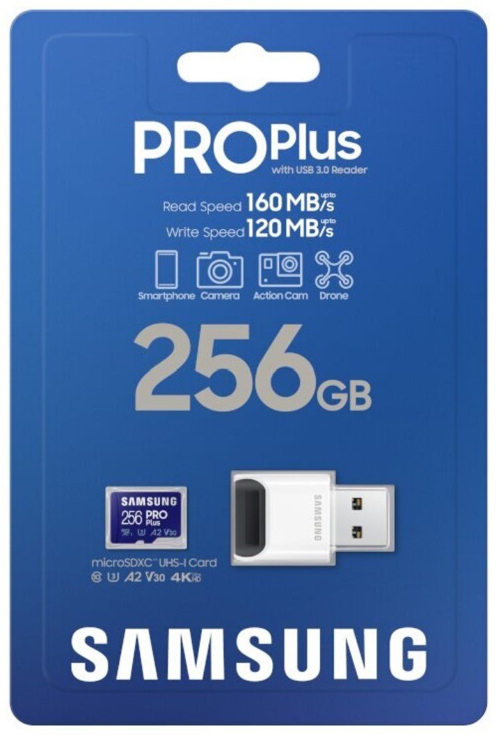 Samsung PRO Plus microSD-card + USB Card Reader - 160/120MB - 256GB MB-MD256KB/WW