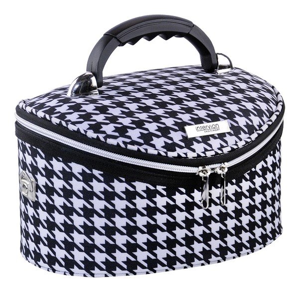 INTER-VION Kufer kosmetyczny szary w pepitkę 413568 ŚREDNI