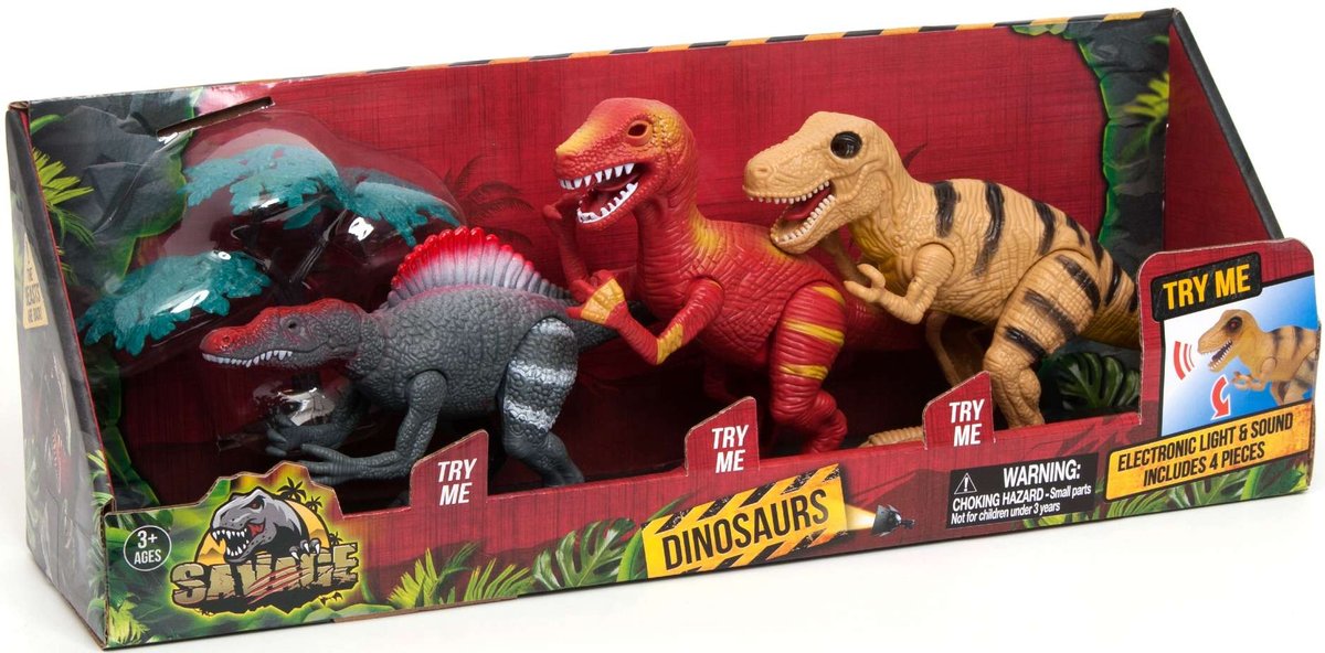 Zestaw Figurek Dinozaurów ze światłem i dźwiękami 3 szt