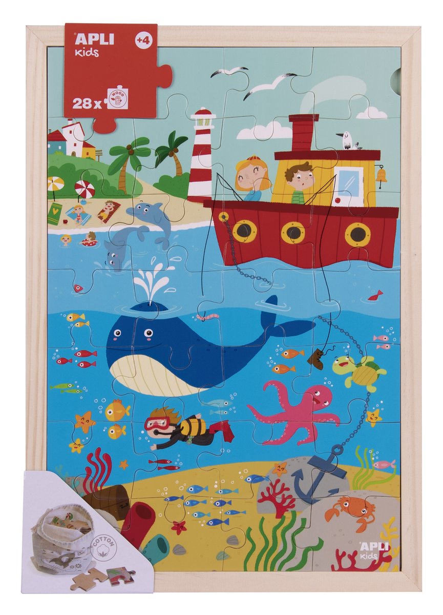 Apli Kids Drewniane puzzle w ramce Kids - Ocean 4+