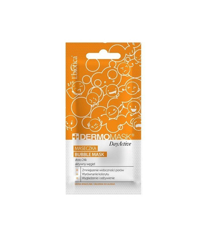 Lbiotica Dermomask Day Active Bubble Mask maseczka złoto 24k i aktywny węgiel 10 ml