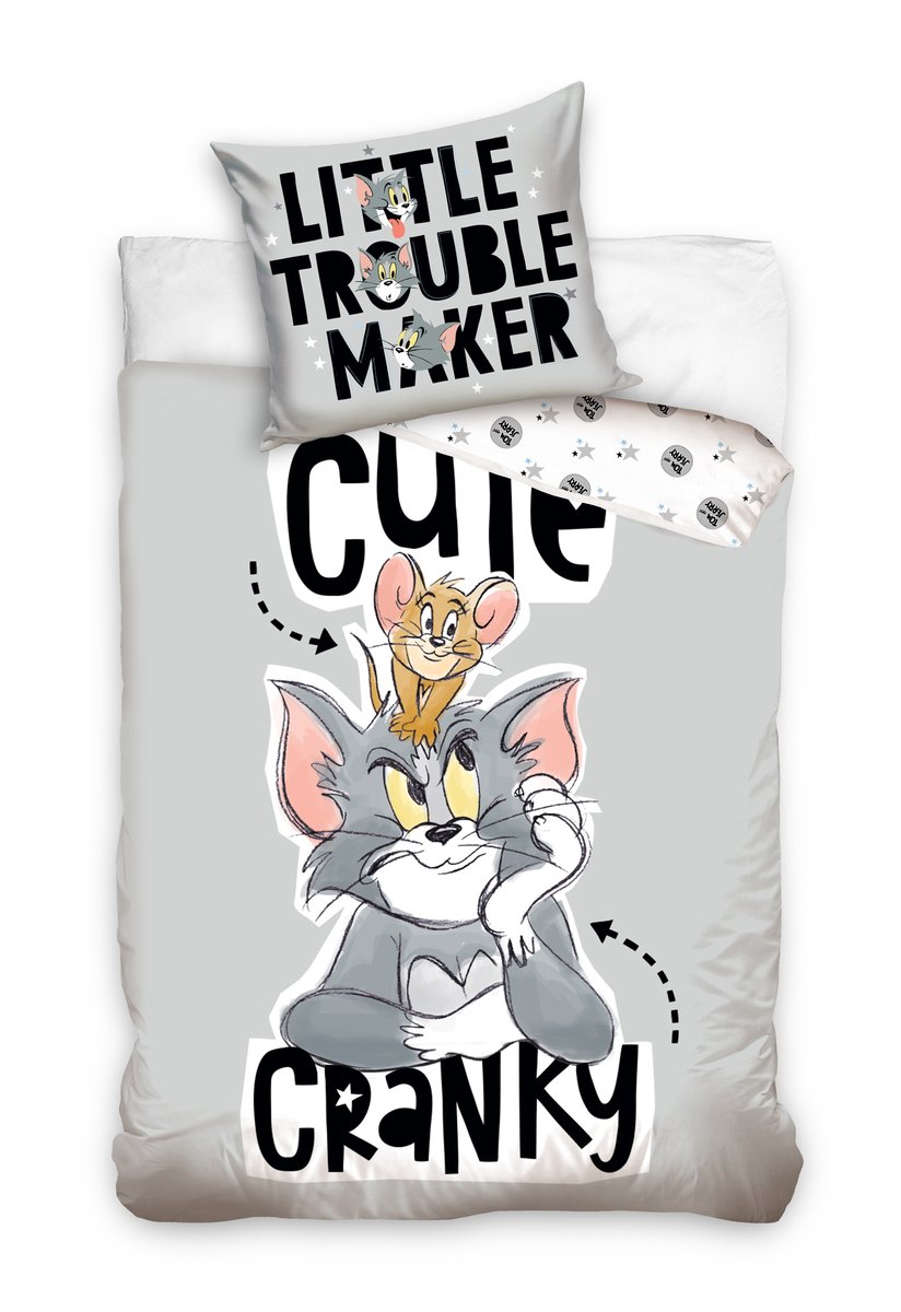 Carbotex, Pościel dziecięca, bawełniana, Tom&Jerry, 160x200 cm