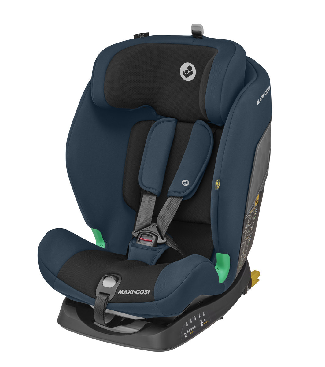 Maxi-Cosi Fotelik samochodowy Titan i-Size, dostosowujący się do wieku dziecka i rozkładany fotelik samochodowy, fotelik samochodowy z grupy 1/2/3, 15 miesięcy12 lat, Basic Blue