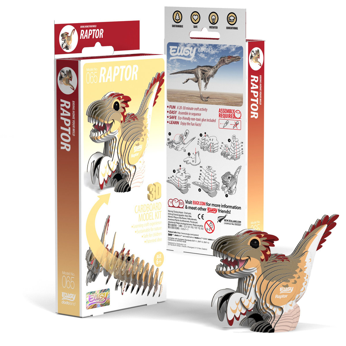 Qelements, Układanka 3D Dinozaur Raptor Eugy Eko