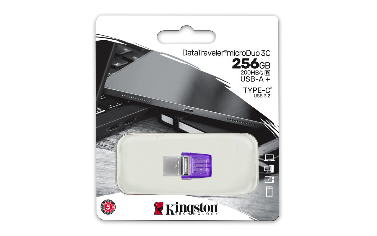 Pendrive, KINGSTON, DataTraveler microDuo 3C, 256GB dual USB-A + USB-C, 3.2 Gen 1,(DTDUO3CG3/256GB)