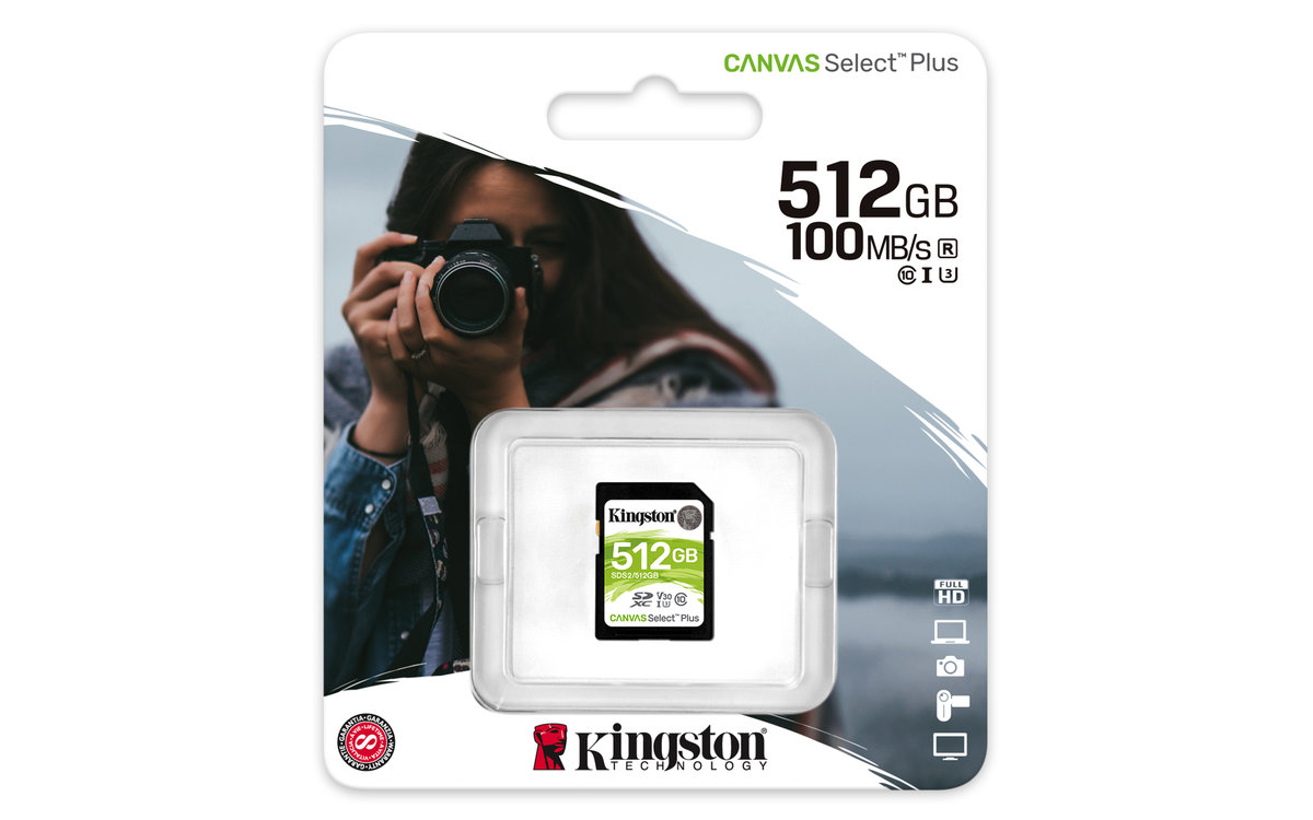 Karta pamięci, KINGSTON, SDXC Canvas Select Plus 100R C10 UHS-I U3 V30 512GB