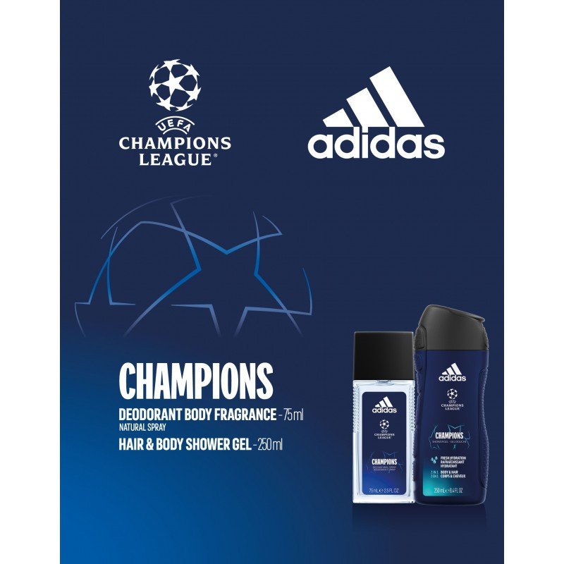 Adidas XMASS - UEFA VIII (DNS 75 ml + Żel pod prysznic 250 ml)