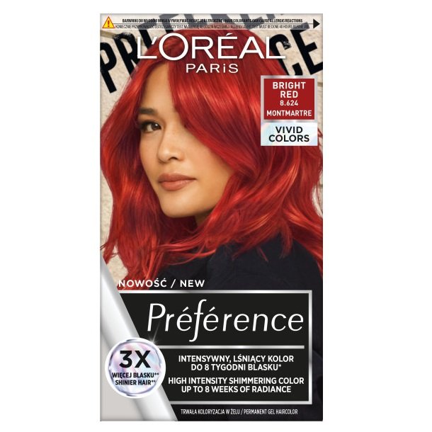 Loreal Preference Vivid Colors Farba do włosów nr 8.624 Bright Red Montmartre) 1op