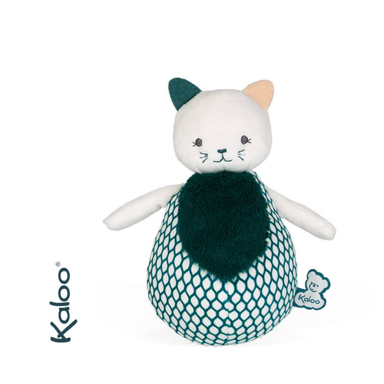 Kaloo Stymuli - Mój mały pluszowy kot - Zabawka przebudzenia dla niemowląt zdolności motoryczne i obsługa - słuchanie i dotyk - 16 cm - Od urodzenia K971604 K971604