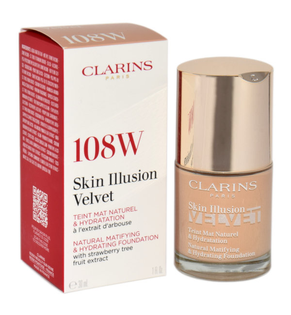 Clarins Matowy makijaż IllusionVelvet Natura l Matifying & Hydrating Foundation) 30 ml Cień 108W)