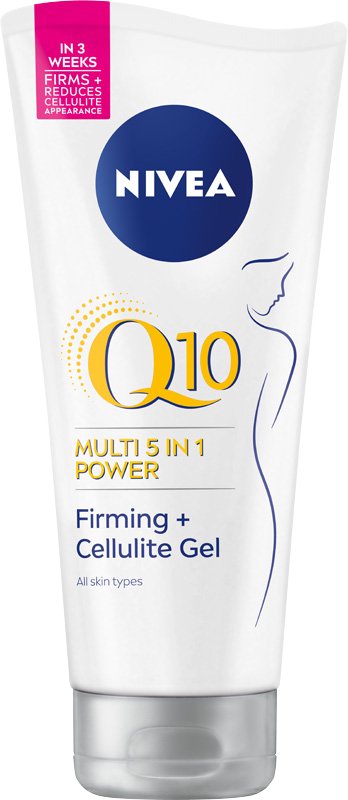 Nivea Żel do ciała Q10 antycellulitowy (200 ml), ujędrniający żel do pielęgnacji skóry z Q10 i ekstraktem z lotosu, żel antycellulitowy Multi Formuła 5 w 1 Power 88151-01000-41