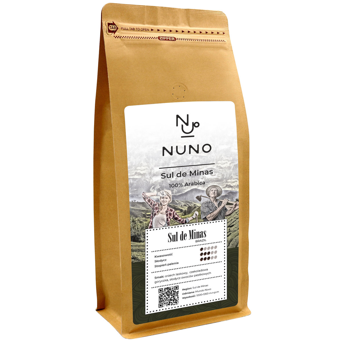 Nuno, kawa ziarnista Brazylia Sul De Minas, 1 kg