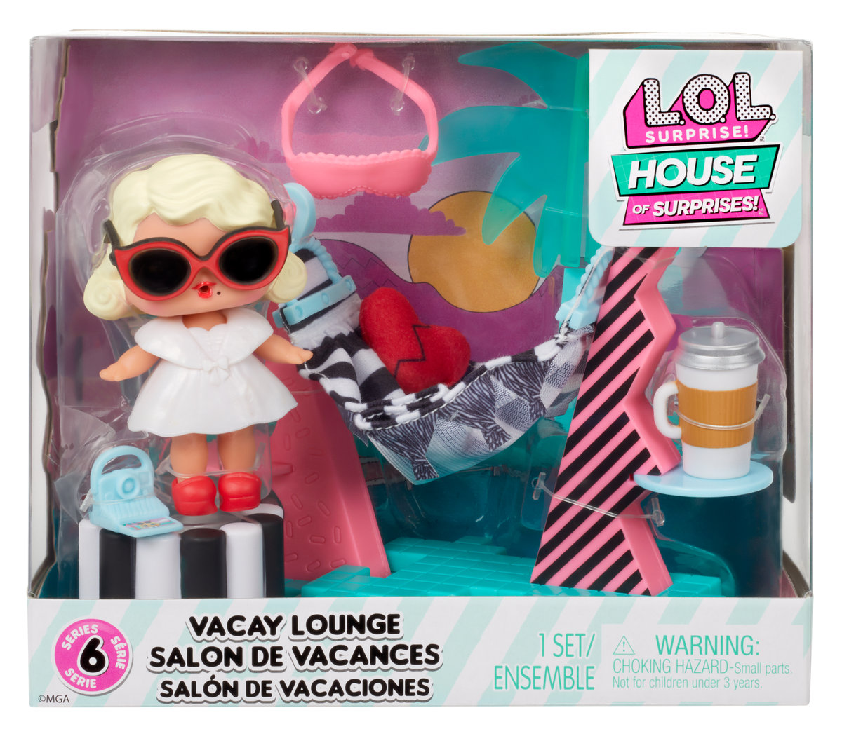 L.O.L. Surprise, lalka Furniture Playset with Doll - Leading Baby + Vacay Lounge