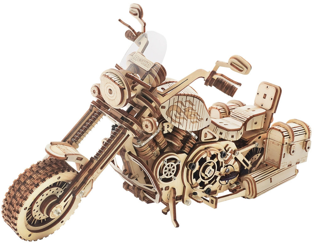 Robotime, Drewniane Puzzle 3D - Motocykl Cruiser LK504