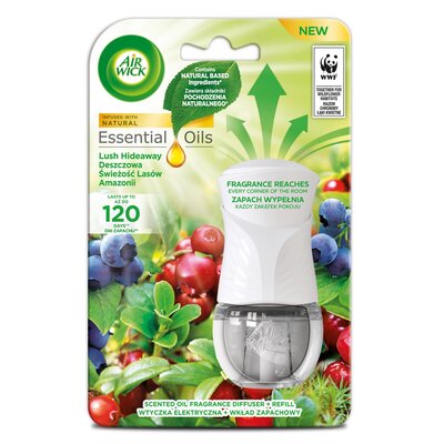 Air Wick Essential Oils elektryczny odświeżacz powietrza i wkład Deszczowa Świeżość Lasów Amazonii 19ml