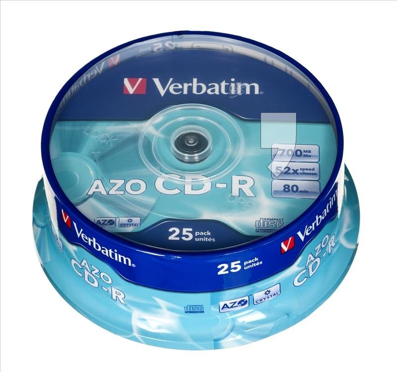 Verbatim Płyty CD-R AZO Crystal, 700 MB, 52x, 25 szt.