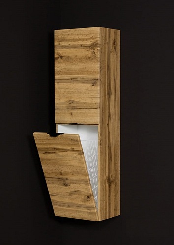 Słupek łazienkowy z koszem wiszący dąb naturalny 40x143,5 cm Victa Gante