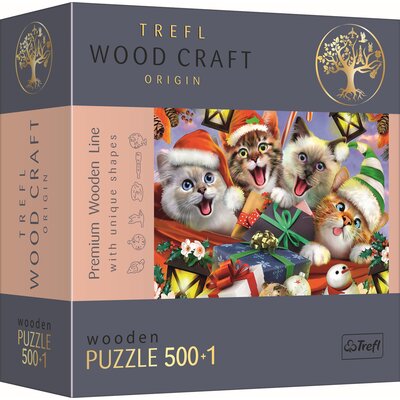 Puzzle TREFL Wood Craft Świąteczne kotki 20172 (500 elementów)