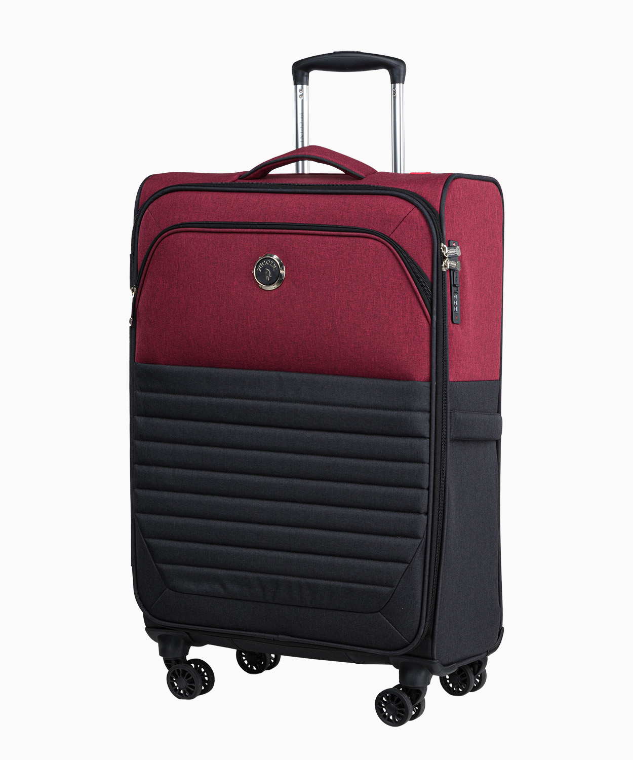 PUCCINI Średnia miękka walizka z czerwonymi wstawkami