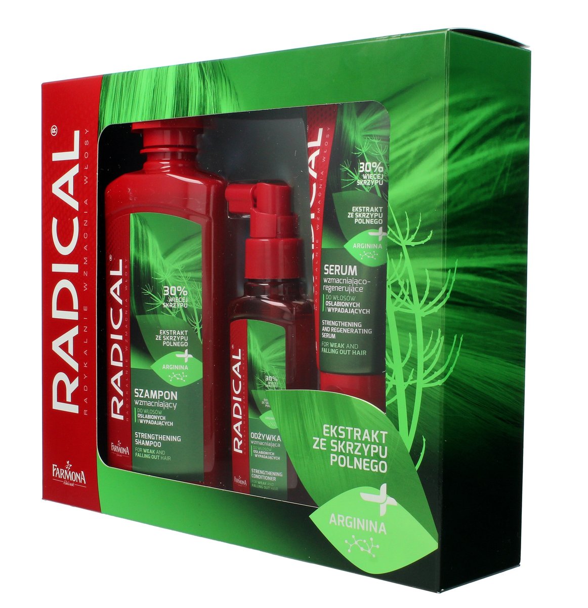 Farmona Zestaw prezentowy Radical Szampon do włosów 400 ml + Serum do włosów 100 ml + Odżywka do włosów 100 ml