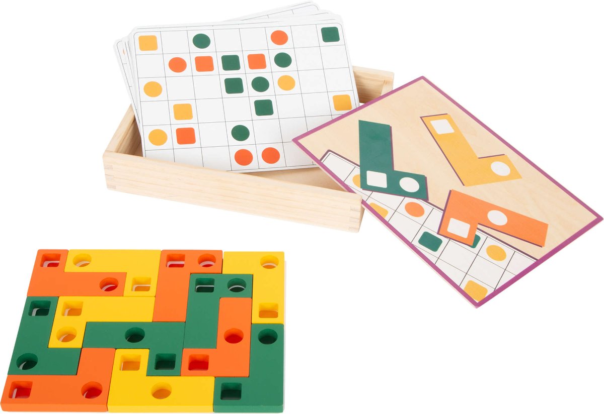 Small Foot 11728 gra edukacyjna, puzzle drewniane, uczenie się i kształtów, wspieranie rozpoznawania kolorów i kształtów, od 3 lat zabawek 11728