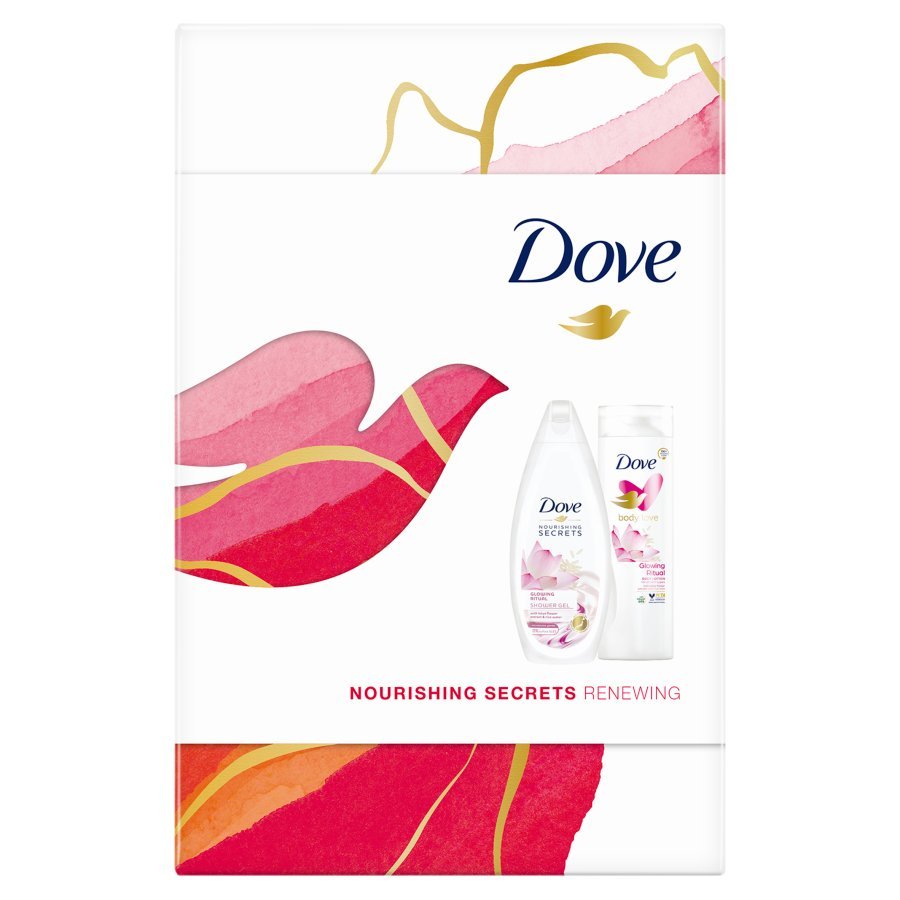 Dove XMASS - Zestaw Pink (Body Lotion Nourishing 250ml + Żel pod prysznic Glowing Ritual 250ml)