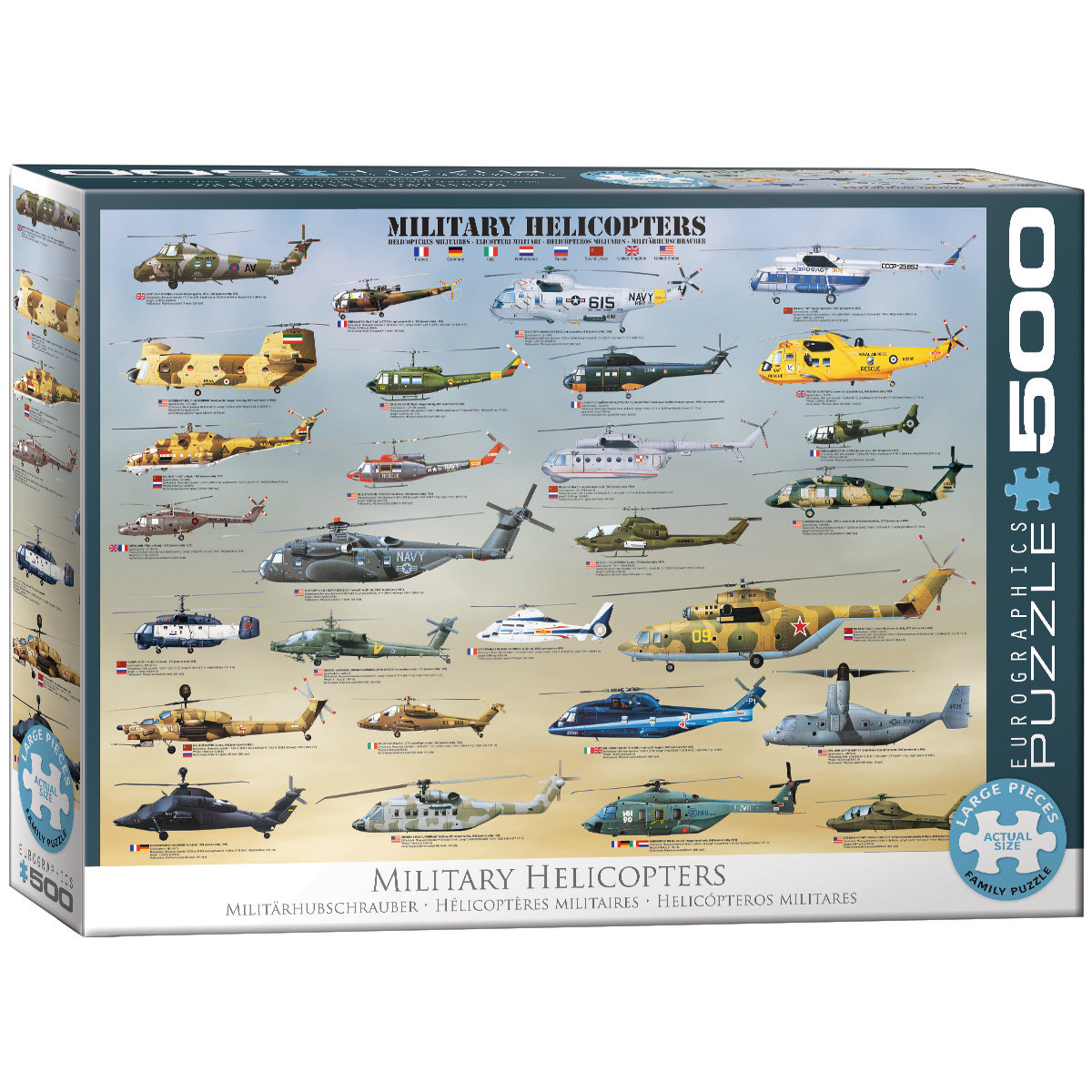 Eurographics Puzzle 500 Military Helicopters 6500-0088 -