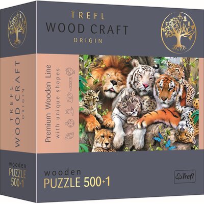 Trefl Puzzle drewniane 500+1 Dzikie koty w dżungli
