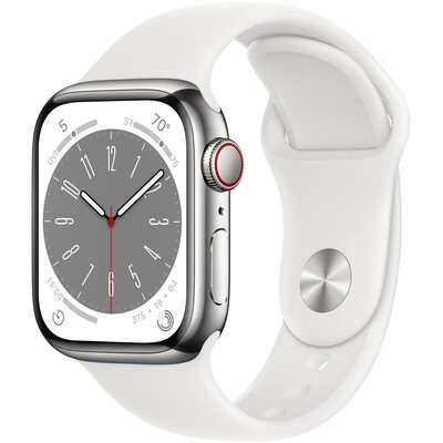 Apple Watch 8 GPS + Cellular 41mm Stalowy MNJ53WB/A Biały