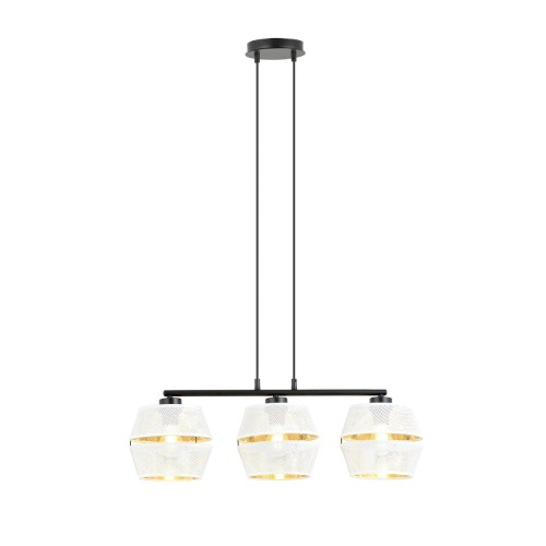 Lampa wisząca z trzema biało-złotymi abażurami 1182/3 z serii PIANO
