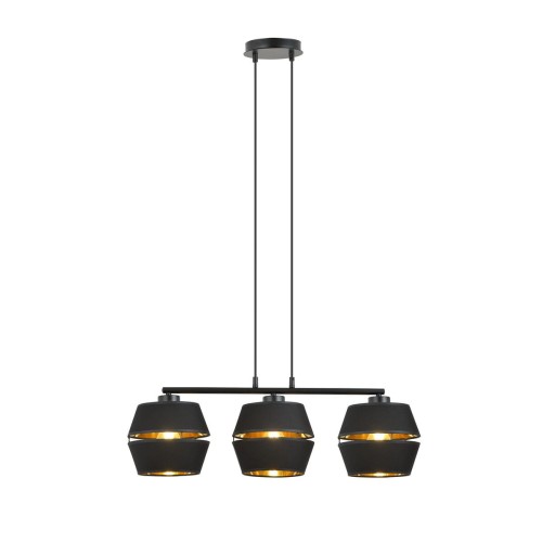 Stylowa, czarno-złota lampa wisząca - trzy źródła 1183/3 z serii PIANO