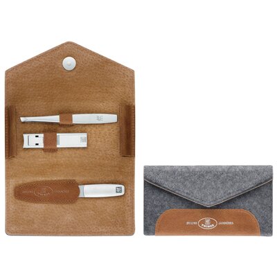 Zwilling ZWILLING TWINOX 97698-005-0 zestaw do manikiuru, filc i skóry, 3-częściowy, szary, pedicure w podróży