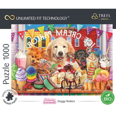 Trefl Prime - Puzzle UFT Cuteness Overload: Doggy Peekers - 1000 Elementów, Najgrubsza Tektura, BIO, Psy, Zwierzęta, Słodki Obrazek, Słodycze, Lody, Kreatywna Rozrywka dla Dorosłych i Dzieci od 12 Lat 10699