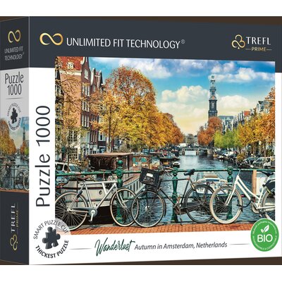 Trefl Prime - Puzzle UFT Wanderlust: Autumn in Amsterdam, Netherlands - 1000 Elementów, Najgrubsza Tektura, BIO, EKO, Holandia, Jesień, Podróże, Kreatywna Rozrywka dla Dorosłych i Dzieci od 12 Lat 10702