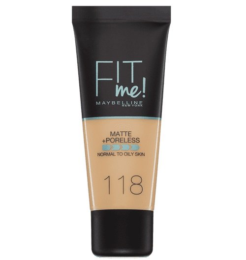 Maybelline New York Make-Up Fit Me, matowa & poreless 118 Light Beige, 1er Pack (1 X 30 ML) 3600531369392