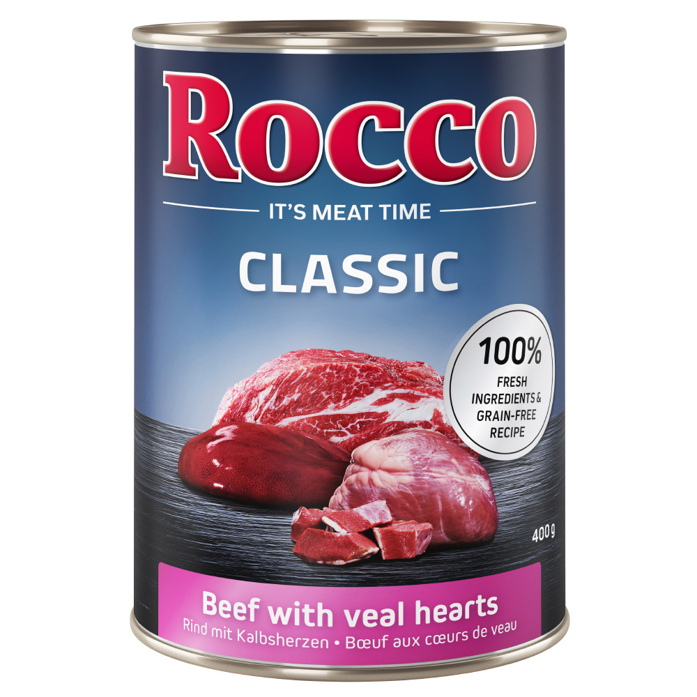 6x400g Rocco Classic, wołowina z sercami cielęcymi, mokra karma dla psa