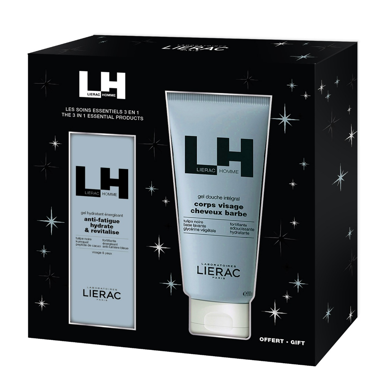 Lierac Homme XMASS - zestaw (Nawilżający żel energizujący 50ml + Żel pod prysznic 200ml)