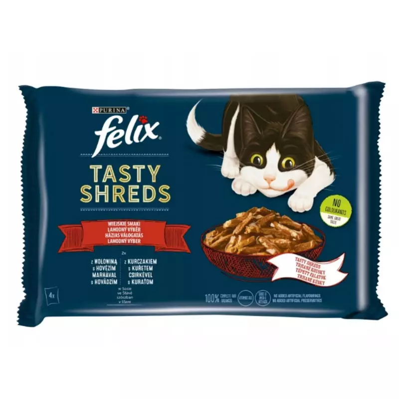 FELIX Tasty Shreds Wiejskie Smaki w Sosie 4x80g mokra karma dla kota
