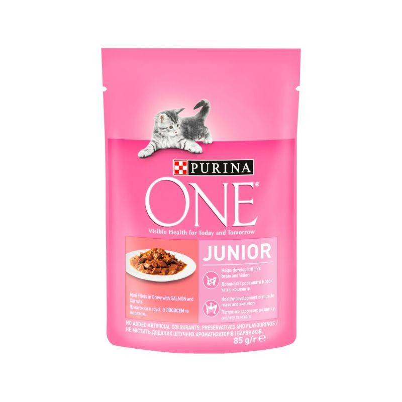 Purina One Junior z łososiem i marchewką 85g