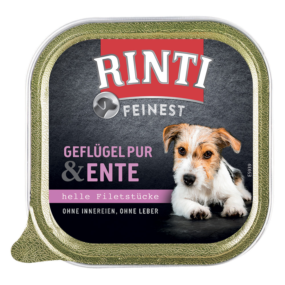 11x150g RINTI Feinest, Czyste mięso drobiowe z kaczką, karma mokra dla psa