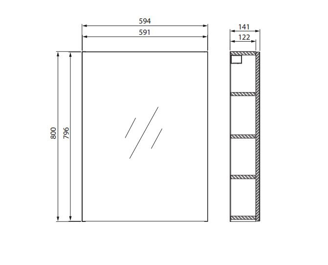 Cersanit City Szafka lustrzana 59,4x14,1x80 cm biała S584-024-DSM