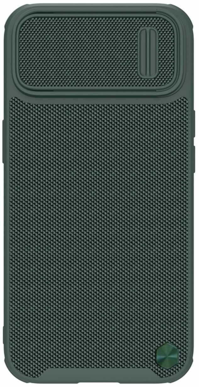 Nillkin Textured S Magnetic Case etui iPhone 14 Plus pokrowiec MagSafe z osłoną na aparat zielony