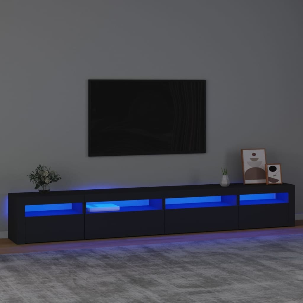 Lumarko Szafka pod TV z oświetleniem LED, czarna, 270x35x40 cm